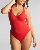 Lara Plunge Swimsuit Aurora Red TKD Lingerie Panache Swim Fashion F3