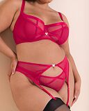 Loved Up Balcony Bra And Brazilian And Suspender Belt Crimson TKD Lingerie Scantilly Fashion F1