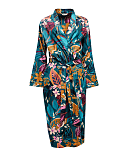 Maple Leaf Print Long Dressing Gown Teal Mix TKD Lingerie Cyberjammies Fashion CF1