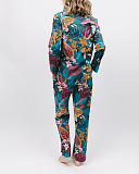 Maple Leaf Print PJ Set Teal TKD Lingerie Cyberjammies Fashion B1