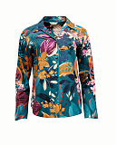 Maple Leaf Print Top Teal TKD Lingerie Cyberjammies Fashion CF1