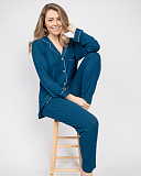 Maria Revere Jersey PJ Set Teal TKD Lingerie Cyberjammies Fashion L4