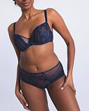 Muse Half Cup Bra And High Waist Brief Dark Blue TKD Lingerie Panache Core F1