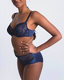 Muse Half Cup Bra And High Waist Brief Dark Blue TKD Lingerie Panache Core S1