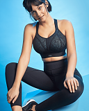 Non Wired Sports Bra Black Ice Blue TKD Lingerie Panache Fashion L2