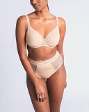 Nufit Balconnet Bra And High Waist Brief Beige TKD Lingerie Panache Core F1