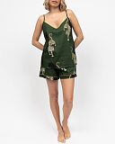 Olive Leopard Print Cami Shorty Set Olive Green Mix TKD Lingerie Cyberjammies Fashion F1