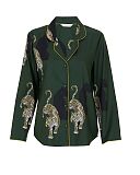 Olive Leopard Print Pyjama Top Olive Green Mix TKD Lingerie Cyberjammies Fashion CF1