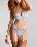 Ottilie Low Balcony Bra And Brazilian Brief And Suspender Dusky Blue