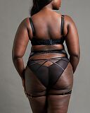 Scandal Plunge Bra And Tanga Brief And Leg Harness Black
