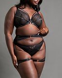 Scandal Plunge Bra And Tanga Brief And Leg Harness Black