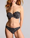 Scarlet Bandeau Bikini And Classic Brief Polka Dot Print