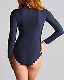 Signature Scallop Grace Long Sleeved Swimsuit Ink Blue