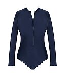 Signature Scallop Grace Long Sleeved Swimsuit Ink Blue