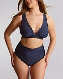 Signature Scallop Kara Non Wired Bikini And High Waist Brief Ink Blue