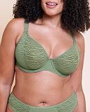 Smoothie Spacer T Shirt Plunge Bra And Brazilian Brief Sage Green