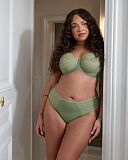 Smoothie Spacer T Shirt Plunge Bra And Brazilian Brief Sage Green