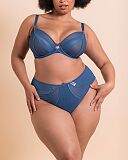 Suspense Plunge Bra And High Waist Brief French Blue TKD Lingerie Scantilly Fashion F1