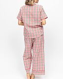 Tara Seersucker Checked Print Pyjama Sets Red Mix