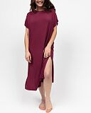 Yasmin Jersey Long Nightdress Oxblood TKD Lingerie Cyberjammies Fashion F2
