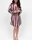 Yasmin Printed Stripe Nightshirt Oxblood Mix TKD Lingerie Cyberjammies Fashion F1