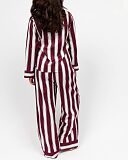 Yasmin Printed Stripe Pyjama Set Oxblood Mix TKD Lingerie Cyberjammies Fashion B1