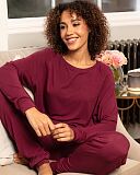 Yasmin Slouch Jersey Pyjama Set Oxblood TKD Lingerie Cyberjammies Fashion L1