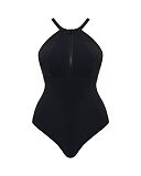 Zip Tide Non Wired Swimsuit Black TKD Lingerie Curvy Kate Swim Core CF1