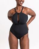 Zip Tide Non Wired Swimsuit Black TKD Lingerie Curvy Kate Swim Core F2