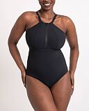 Zip Tide Non Wired Swimsuit Black TKD Lingerie Curvy Kate Swim Core F4
