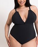 Zip Tide Non Wired Swimsuit Black TKD Lingerie Curvy Kate Swim Core F5