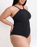 Zip Tide Non Wired Swimsuit Black TKD Lingerie Curvy Kate Swim Core S1