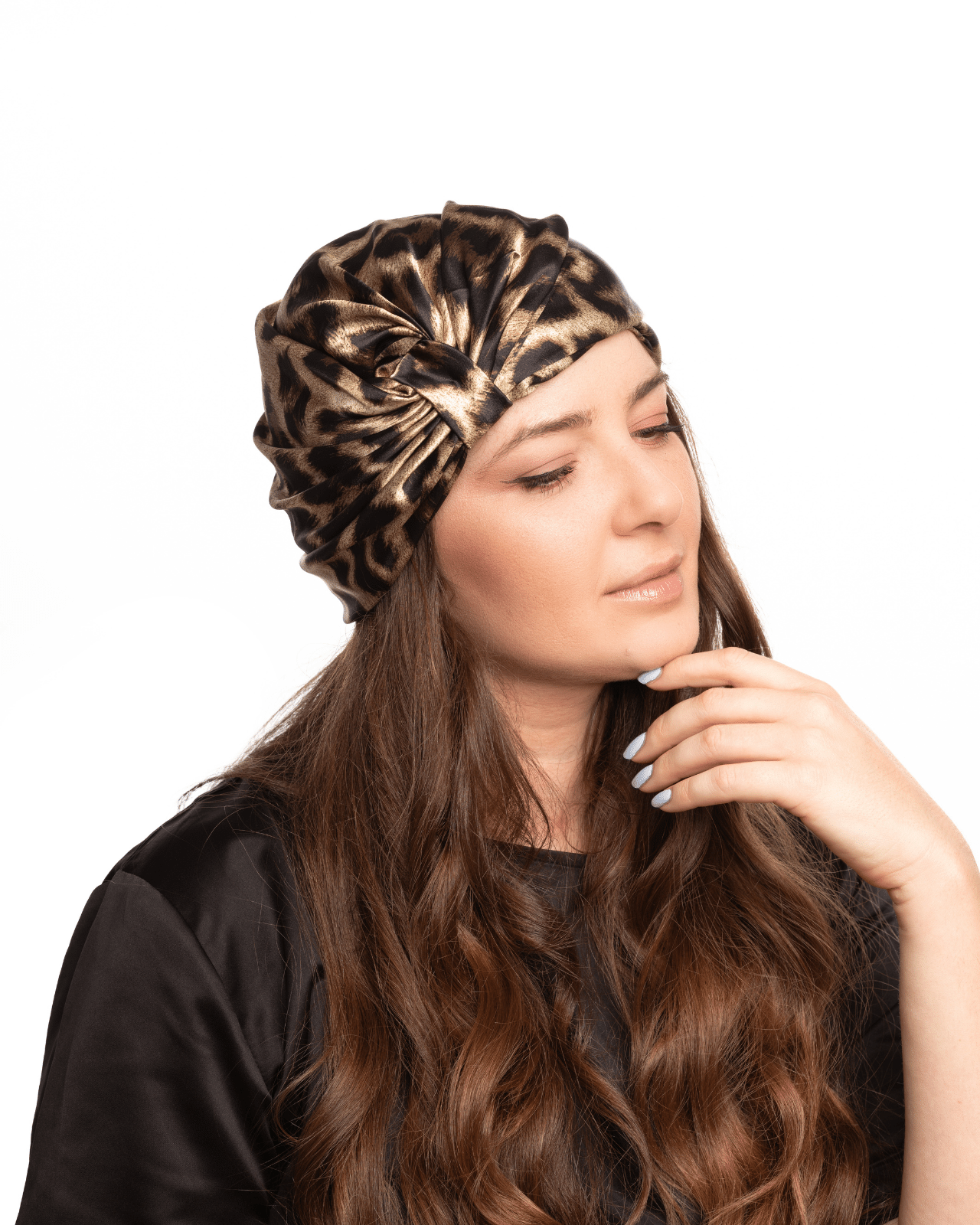 Silk Hair Turbans for Sleeping Leopard Print TKD Lingerie