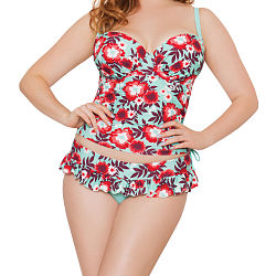 Aloha Padded Balcony Tankini Top Seafoam