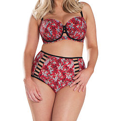 Maya High Waist Brief Red Print