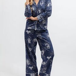 Celestial Nights Zodiac Print Pyjama Set Navy