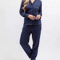 Celestial Nights Revere Ribbed Jersey Pyjama Set Navy
