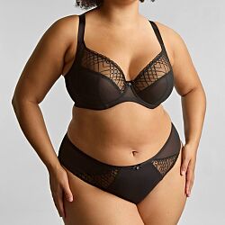 Ella High Leg Brief Black Sequin