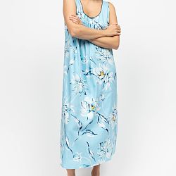 Madelyn Floral Print Long Nightdress Blue