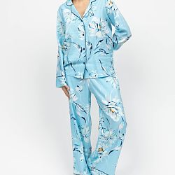 Madelyn Floral Print Wide Leg Pyjama Set Blue
