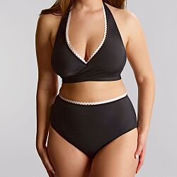 Ric Rac Sofia Non Wired Plunge Bikini Top Black