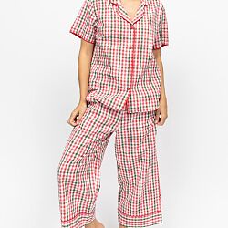 Tara Seersucker Check Print Pyjama Set