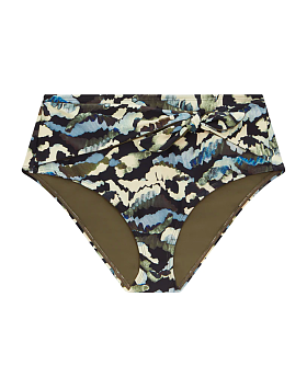 Adeje Knot Front High Waist Brief Earthy Print