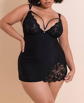 Embrace Wired Deep Plunge Chemise Black