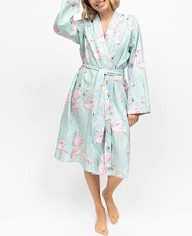 Francesca Flamingo Print Short Dressing Gown
