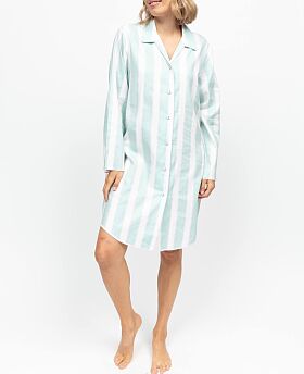 Francesca Striped Nightshirt Mint/White