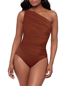 Jena One Shoulder Shaping Swimsuit Copper