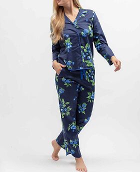 Midnight Berry Fruit Print Pyjama Set Navy Mix