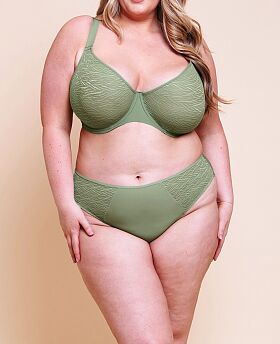 Smoothie Lace Moulded Non-Padded Balcony Bra Sage Green