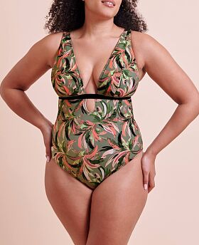 Sunset Palm Reversible Non-Wired Mulitway Swimsuit Palm Print
